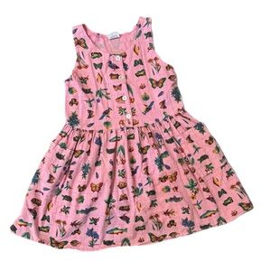 🌸 VINTAGE Rebel Kids Pink Nature Print Dress - Size 6 🌸